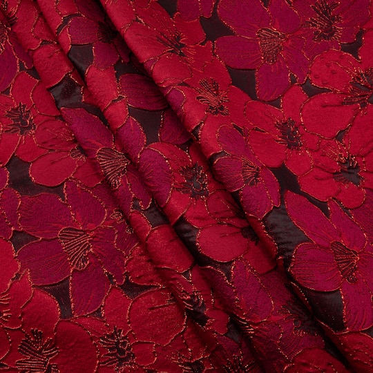 Cosplay by Yaya Han Red Metallic Tonal Floral Brocade Fabric